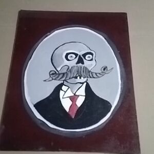 Skull Portrait Art with Red Background